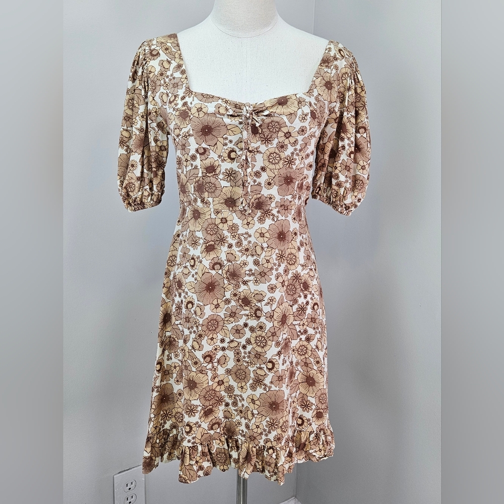 Faithfull The Brand Mini Dress XSmall Agathe Wiley Floral Ballon Sleeves